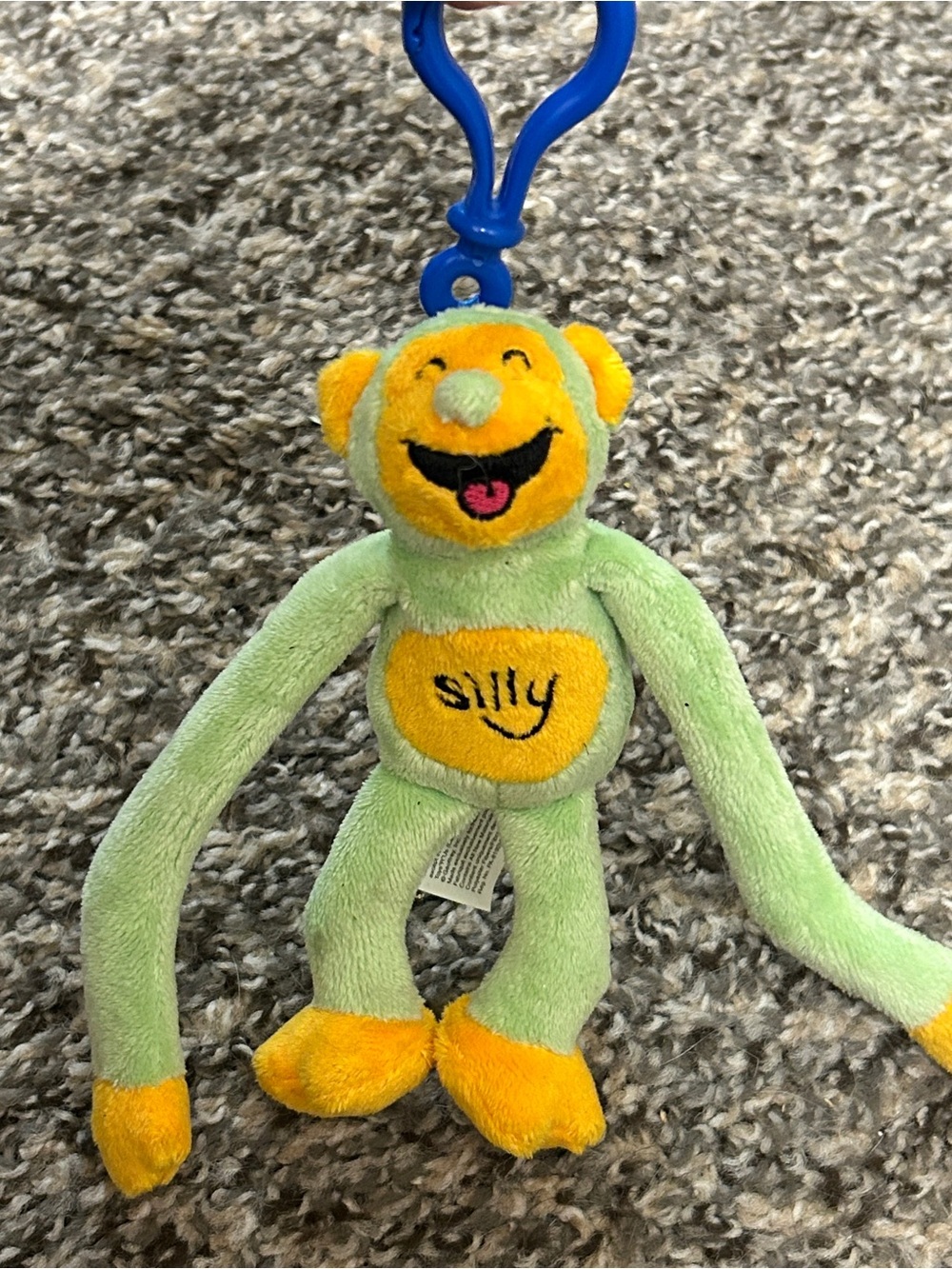 Vtg Y2K Toys R Us Animal Alley “Silly” Green Monkey Plush Keychain Clip Long Arm